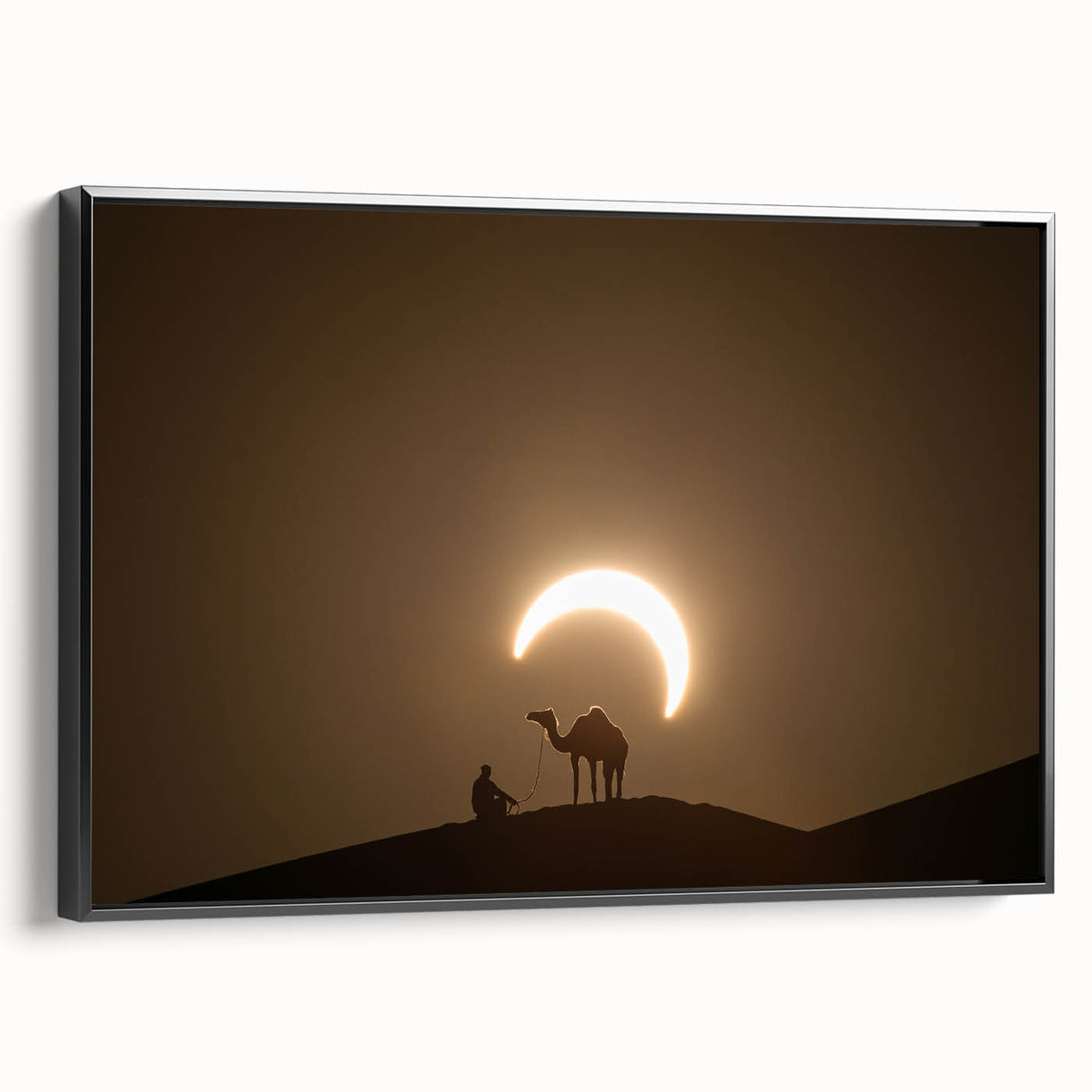 Black and white framed canvas of Abu Dhabi landscape, ideal for bedroom wall art.