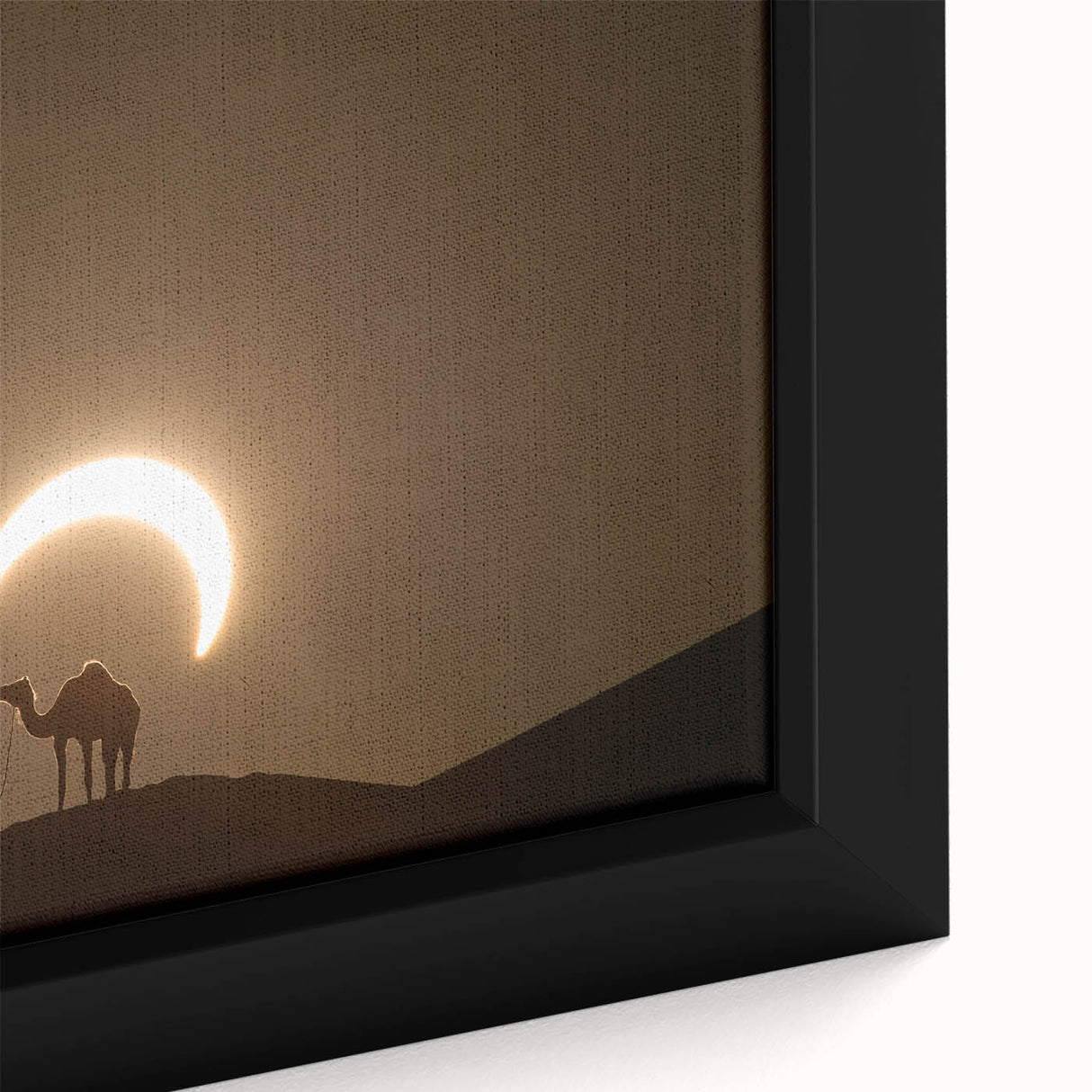 Extra large framed canvas of Abu Dhabi scenery in black with colorful, textured details, ideal for living room decor.