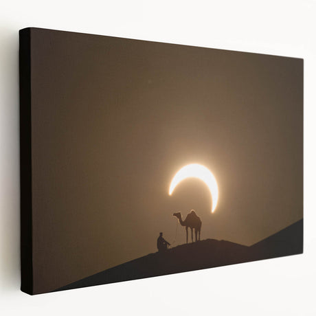 Large stretched canvas featuring a panoramic view of Abu Dhabi skyline in muted earth tones, ideal for kitchen wall art.