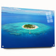 Large abstract wall art depicting Oceania scenery in Fiji on acrylic glass, suitable for bedroom or dining room decor.