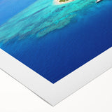 Art deco poster of Oceania Fiji scenery in pastel shades on rolled canvas, suitable for dining room wall art.