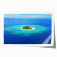 Extra large rolled print of a serene Fiji beach scene with soft blue and sandy hues, ideal for art wall dining room.
