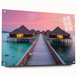 Acrylic print of a serene French Polynesia ocean landscape, ideal for bedroom or dining room decor.