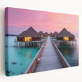 Large art of Bora Bora's turquoise waters and overwater bungalows on stretched canvas, ideal for kitchen wall art.