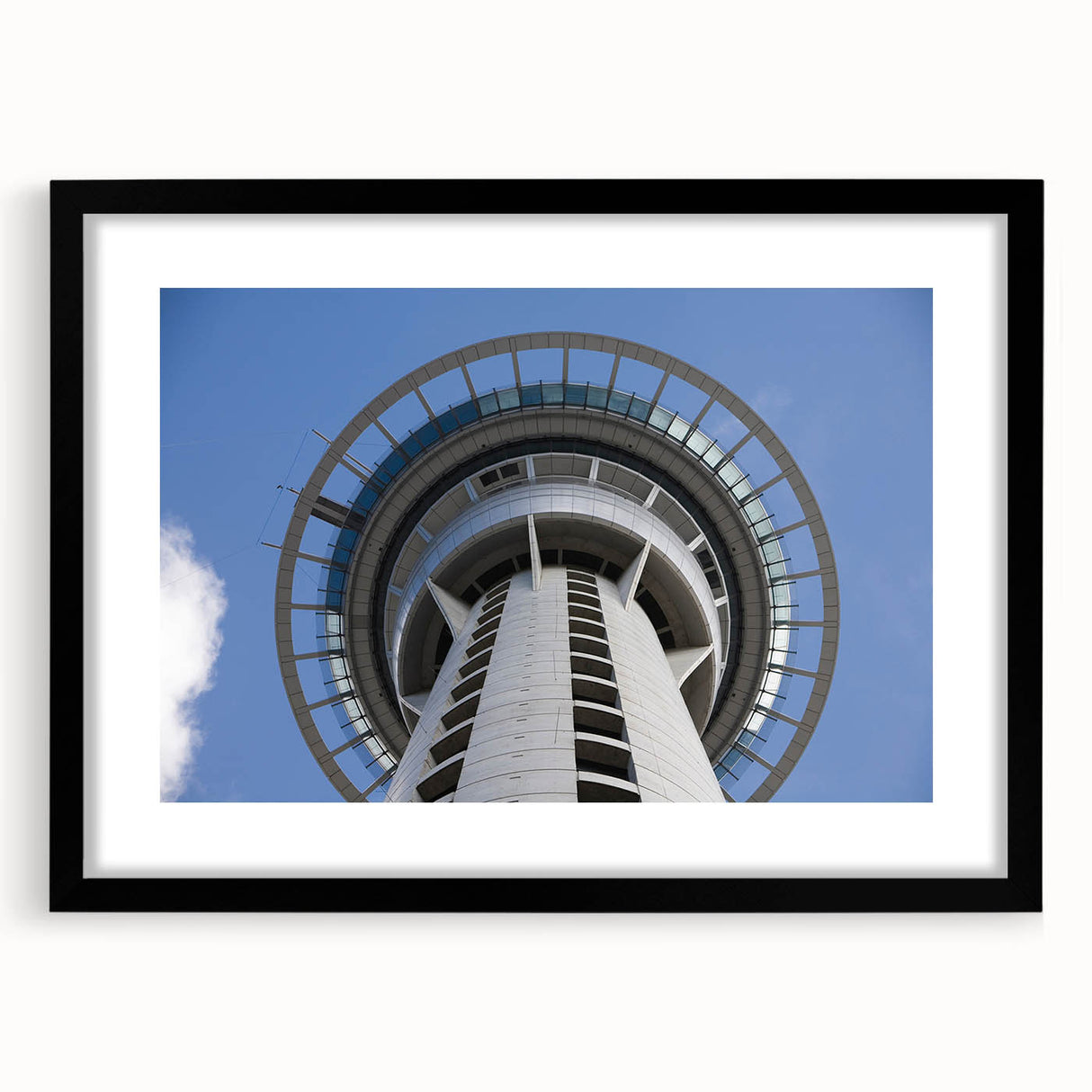 Extra large, textured abstract art print of Auckland scenery in vibrant colors on a black framed canvas.