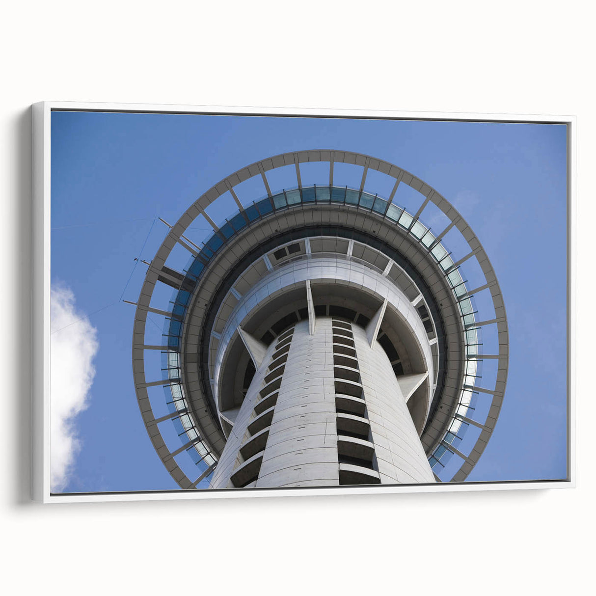 Vintage poster art of Auckland skyline in vibrant colors on extra large framed canvas, ideal for living room decor.