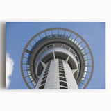 Black and white photograph of Auckland skyline on stretched canvas, ideal for kitchen wall art.