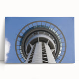 Black and white large art print of Auckland skyline on stretched canvas, ideal for kitchen wall art or bedroom decor.