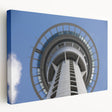 Auckland, New Zealand cityscape in muted gray tones on a large stretched canvas, suitable for kitchen wall art.