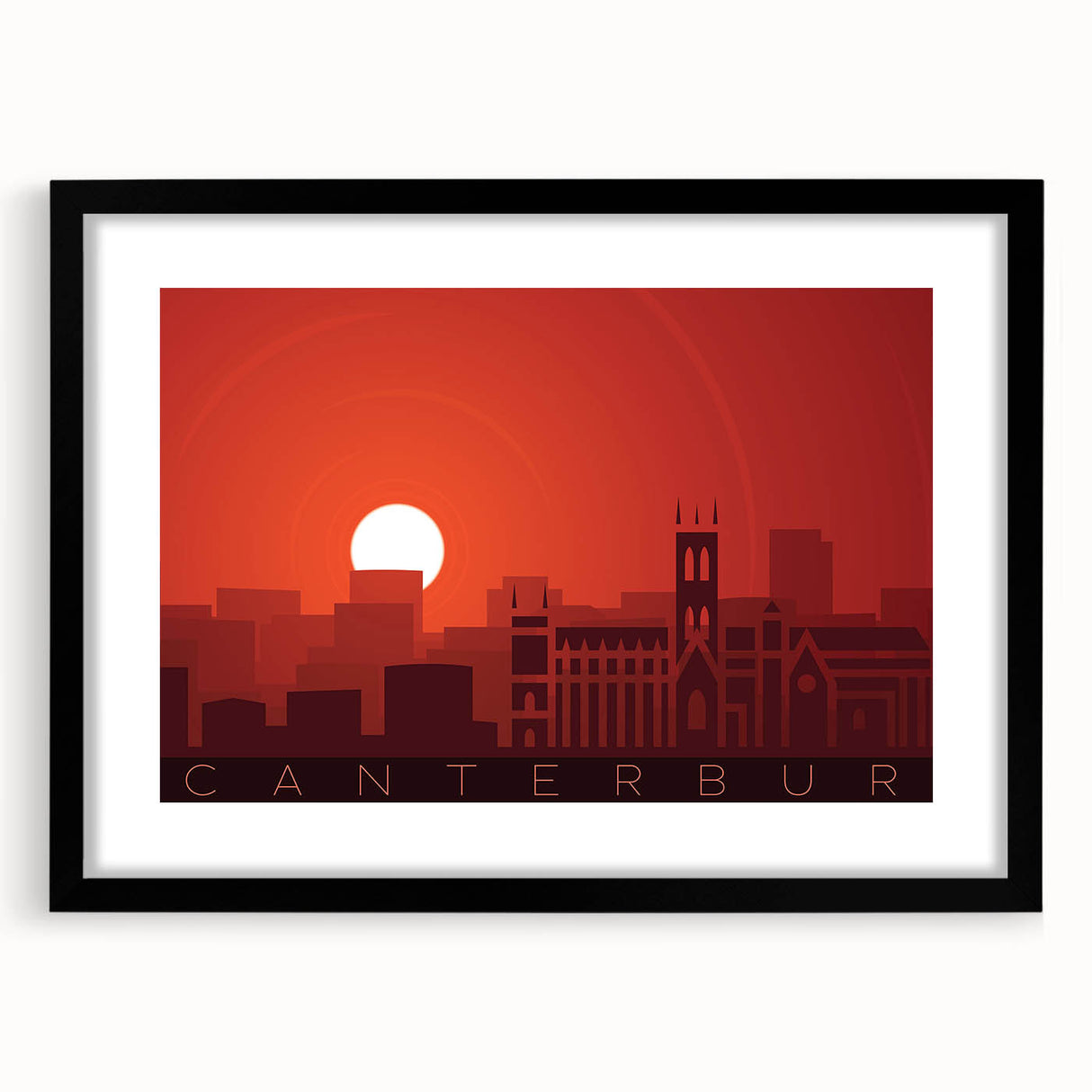 Extra large, colorful abstract art print of New Zealand's Canterbury scenery on a textured canvas, framed in black.