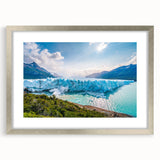 Textured abstract art print of an Argentinian landscape in muted earth tones on a silver-framed mat.