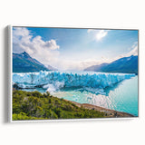 Vintage poster art of an Argentine landscape in vibrant colors on a large framed canvas, ideal for living room decor.