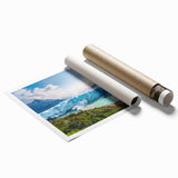 Extra large rolled print featuring a scenic view of an Argentine landscape with vibrant green and floral elements.