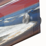 Large abstract wall art depicting a Bolivian landscape in pastel shades on acrylic glass, ideal for dining room ambiance.