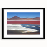Extra large framed abstract art print featuring a colorful, textured depiction of a Bolivian landscape.
