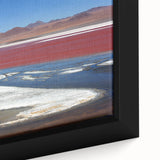 Black wall art featuring a textured, colorful Bolivian landscape on extra large framed canvas, ideal for living room decor.