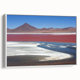 Vintage poster art of a Bolivian landscape on a framed canvas, featuring colorful art in a large format.