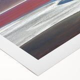 Art deco poster featuring a vibrant, geometric depiction of a Bolivian landscape on rolled canvas.