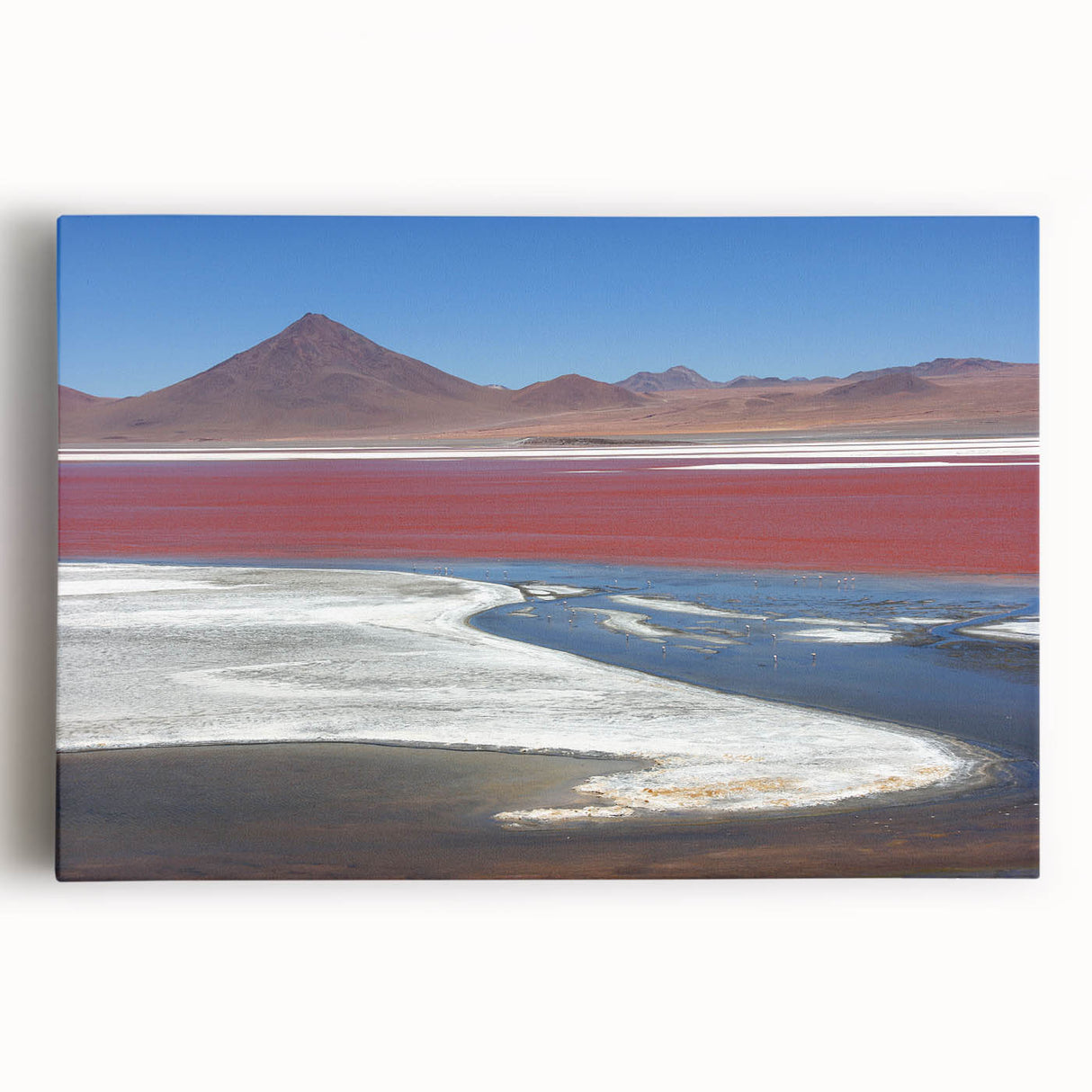 Black and white photograph of Bolivia scenery on stretched canvas, ideal for kitchen wall art.