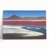 Black and white stretched canvas featuring a scenic view of a Bolivian landscape, ideal for kitchen wall art.