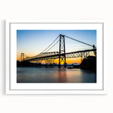 Abstract art print of a colorful Brazilian landscape in a white frame, ideal for dining room decor.