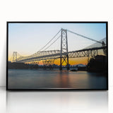 Large abstract wall art depicting a stylized Brazilian landscape in vibrant colors, framed in black acrylic.