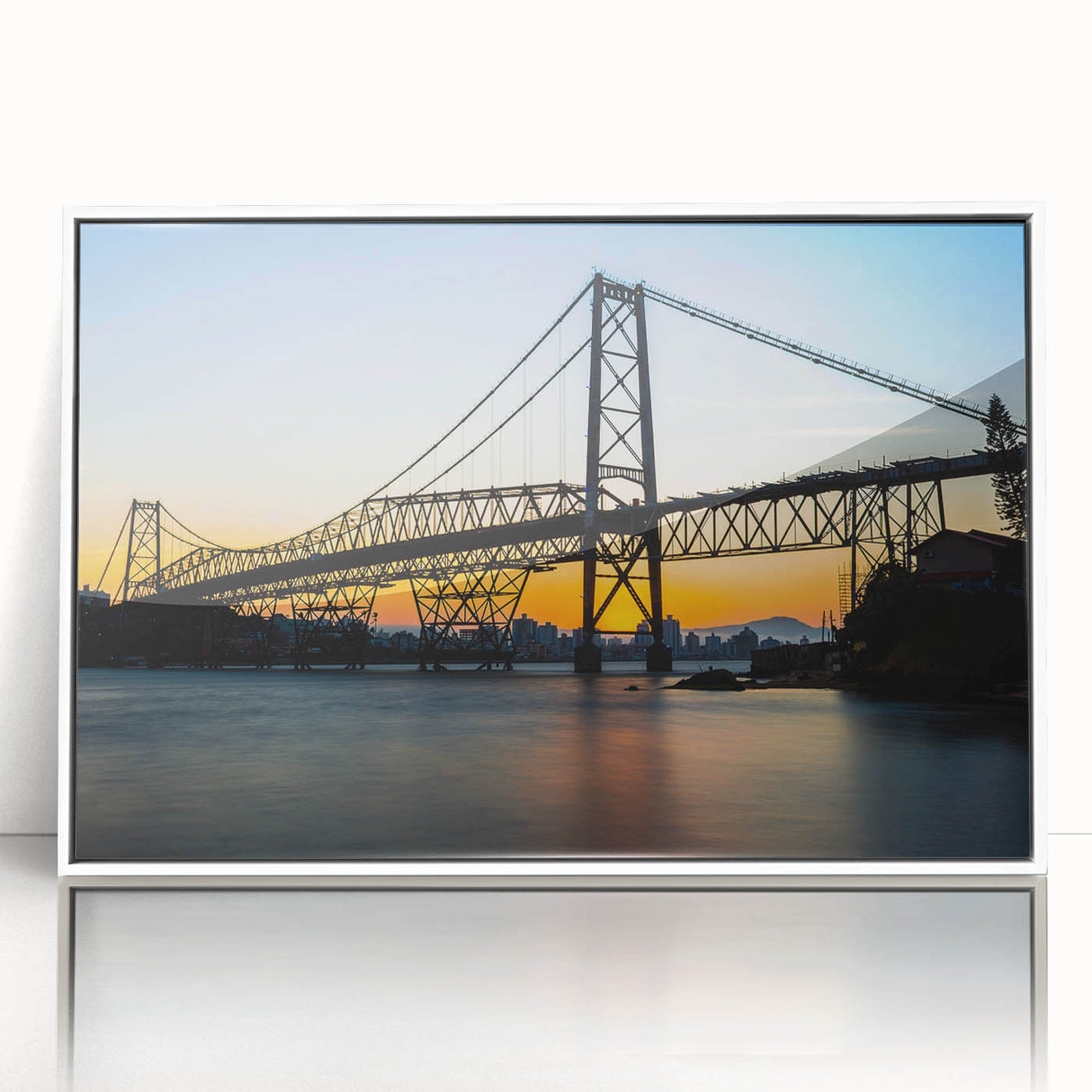 Acrylic print of a Brazilian landscape in art deco style, featuring soft pastel colors, ideal for modern nursery wall art.
