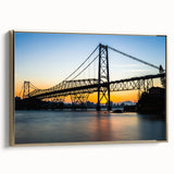 Framed canvas featuring a vintage-style landscape painting of a Brazilian scene in muted gold and black tones.