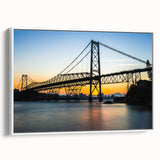 Vintage poster art of a Brazilian landscape on a white-framed canvas, featuring vibrant colors, ideal for living room decor.