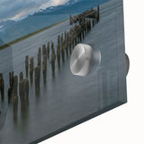 Large abstract wall art of Santiago, Chile in muted earth tones on acrylic glass, ideal for dining room ambiance.