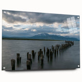 Acrylic print of Santiago, Chile skyline in muted earth tones, ideal for dining room art.