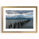 Extra large abstract art print of Santiago's skyline in textured style with gold frame, ideal for living room decor.