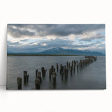 Black and white stretched canvas of Santiago skyline, ideal for kitchen wall art or bedroom ambiance.