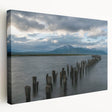 Panoramic view of Santiago, Chile on a stretched canvas, featuring warm sunset tones, ideal for kitchen wall art.