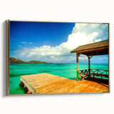 Framed canvas of a vintage-style Colombian landscape painting in muted earth tones, ideal for bedroom wall art.