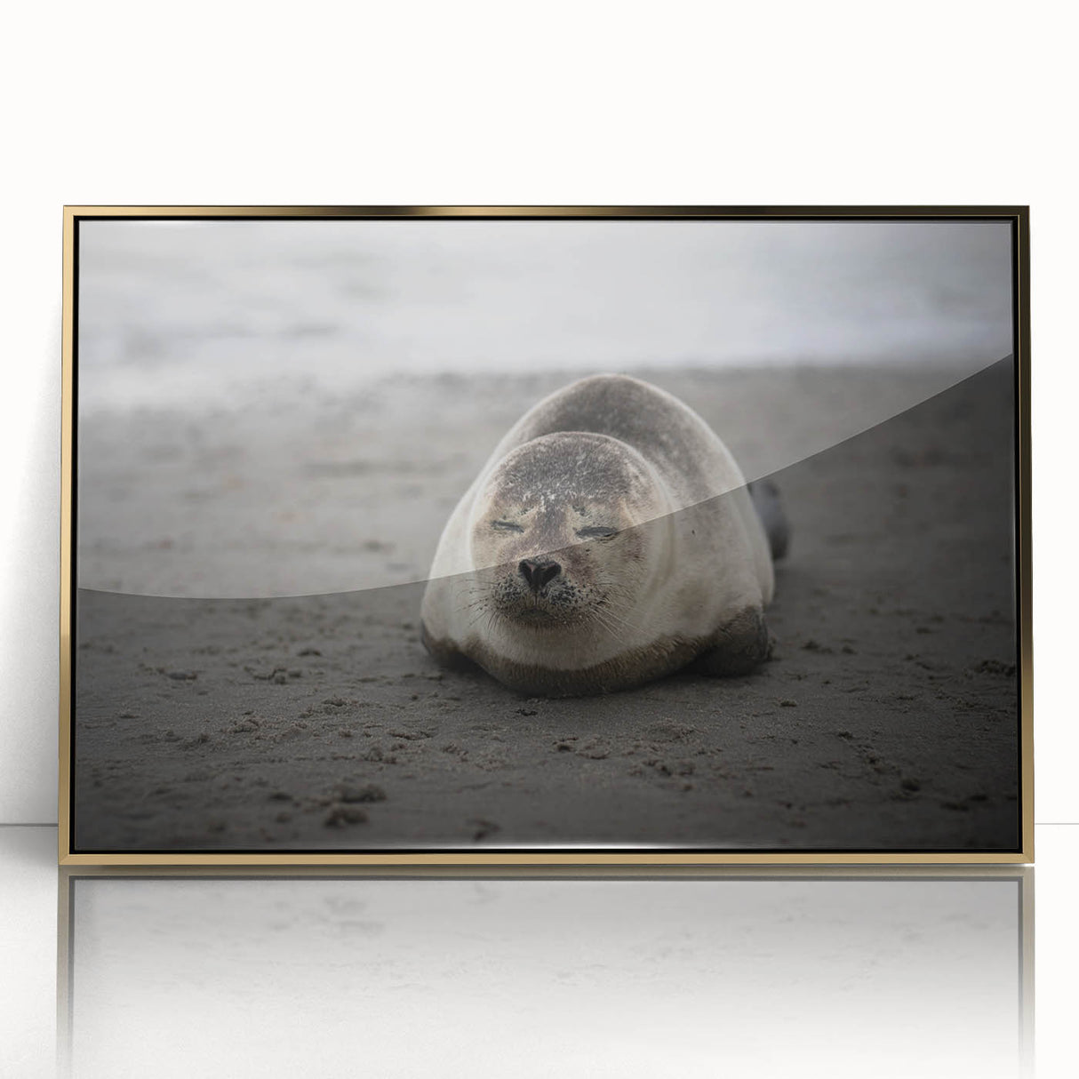 Mid-century modernist art of Galapagos scenery in Ecuador on a framed acrylic, featuring muted earth tones.