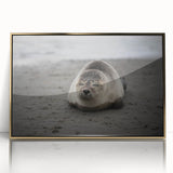 Mid-century modernist art of Galapagos scenery in Ecuador on a framed acrylic, featuring muted earth tones.