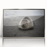 Mid-century modernist art of Galapagos scenery in acrylic with silver frame, ideal for modern art wall decor.