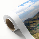 Art deco poster of Ecuador scenery on rolled canvas, featuring pastel shades, ideal for nursery wall art.