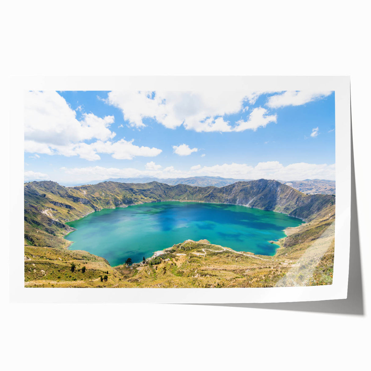 Extra large rolled print of a South American landscape featuring vibrant green and blue tones.