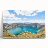 Black and white photo of Ecuadorian landscape on stretched canvas, ideal for kitchen wall art.