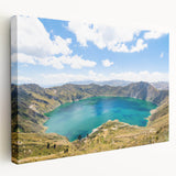 Large stretched canvas featuring a colorful Ecuadorian landscape, ideal for kitchen wall art.