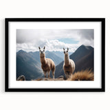 Abstract art print of a colorful South American scenery in vibrant hues on a large framed canvas.