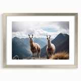Textured abstract art print depicting a serene Peruvian landscape in muted earth tones, framed in silver.