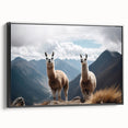 Black and white framed canvas depicting a vintage-style Peruvian landscape, ideal for bedroom wall decor.