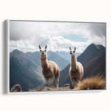 Vintage poster art of a scenic South American landscape in Peru on a framed canvas, featuring vibrant colors.