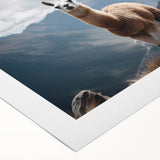 Art deco poster featuring a scenic view of Machu Picchu in muted earth tones on rolled canvas.