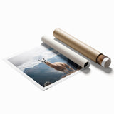 Large rolled print of a Peruvian landscape with lush greenery and mountains, ideal for classy bathroom wall art.