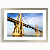 Textured abstract art print of a South American landscape in muted earth tones, framed in silver, ideal for bedroom art.