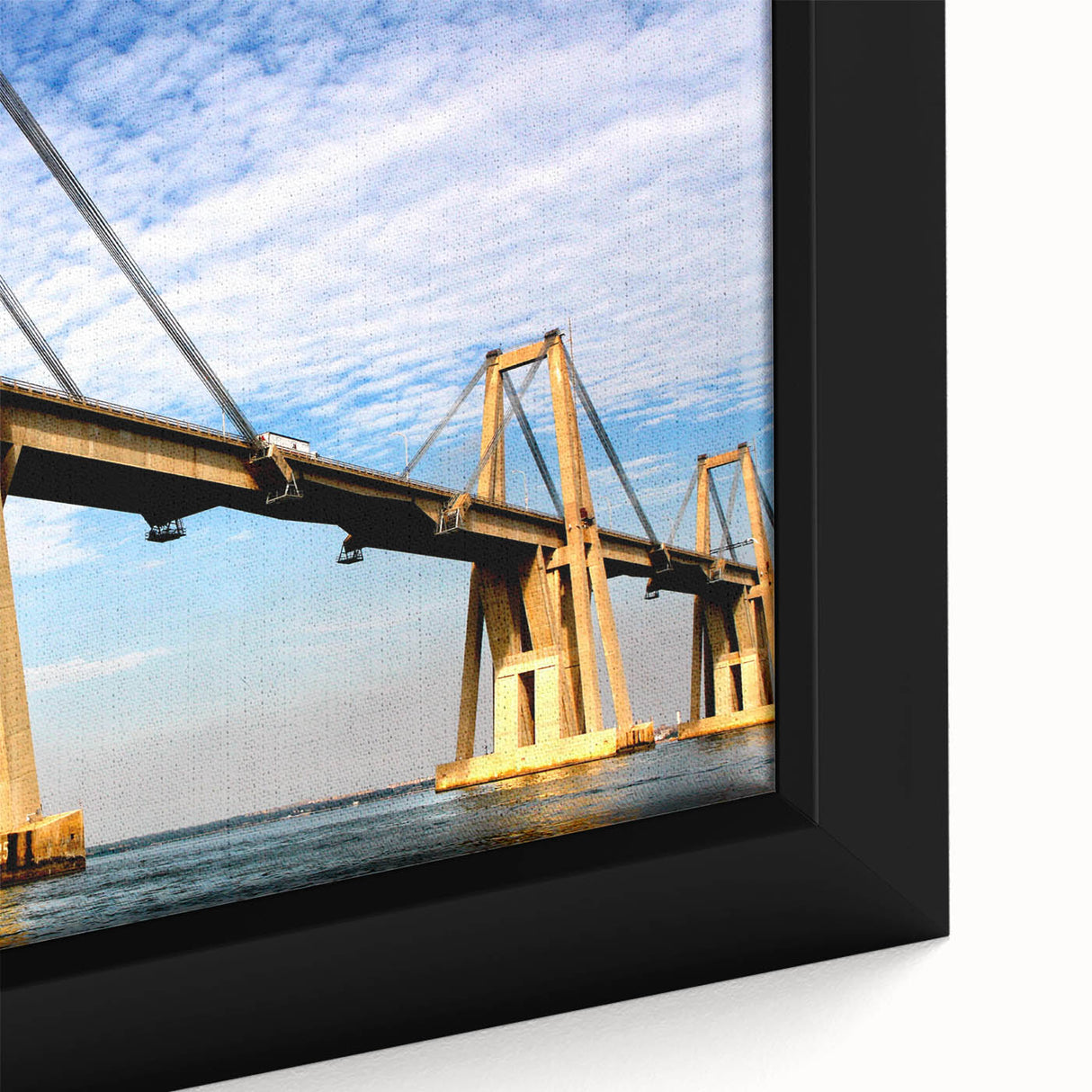 Extra large framed canvas featuring a textured depiction of a Venezuelan landscape in black with colorful art accents.